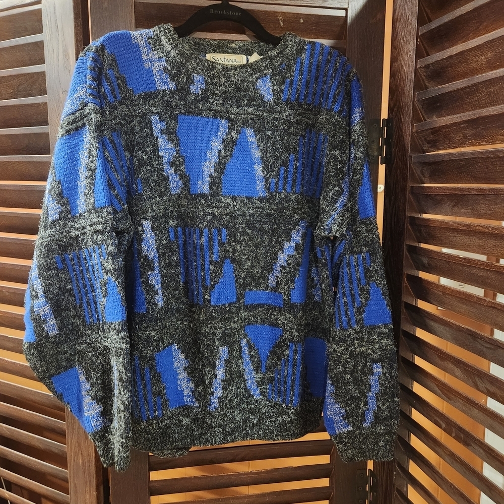 Santana Ltd Blue and Gray Sweater